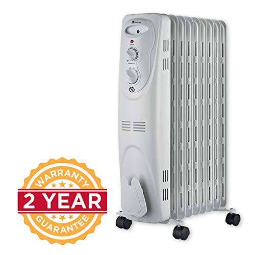 Haverland NYEC-11 | Radiador de aceite Portátil | 1000 / 1300 / 2300 W | 3 Potencias | Termostato Regulable | Con Ruedas y Asas